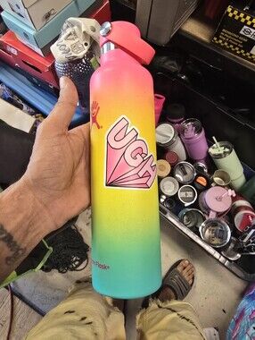 Colorful Ombre Water Bottle with 'UGH' Sticker